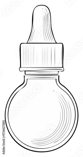 Empty glass dropper bottle outline for medical or cosmetic liquid products