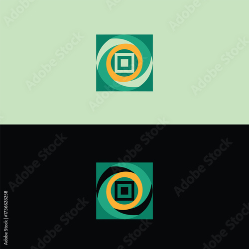 Abstract logo design featuring a swirling vortex within a square, creating a dynamic and modern emblem this icon is perfect for businesses seeking a unique identity and style