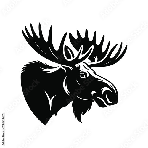 Wallpaper Mural Majestic moose head silhouette with large antlers Torontodigital.ca