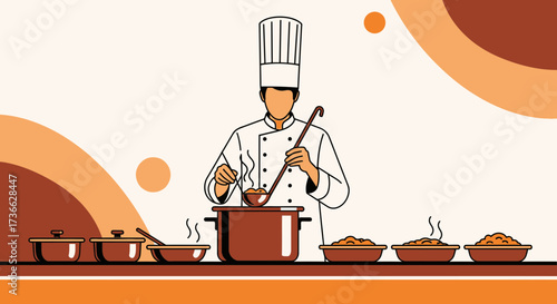 Chef Preparing Culinary Masterpiece With Delicious Dishes Illustration For Food Concepts