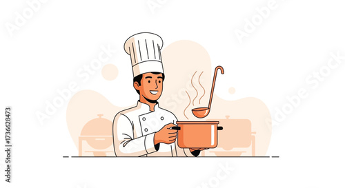 Chef Preparing Delicious Food Illustration Depicting Culinary Excellence and Passion Minimum Fifty