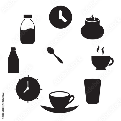 Coffee break icons arranged in a circular pattern