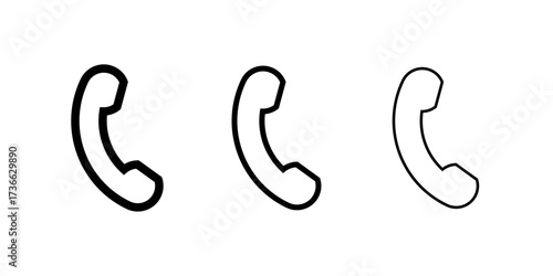 Call icon, Telephone handset icons in outlin variation, Communication Symbol Set, Call Button Vector, Mobile Interface Graphic, Simple Phone Pictogram, Vector illustration.