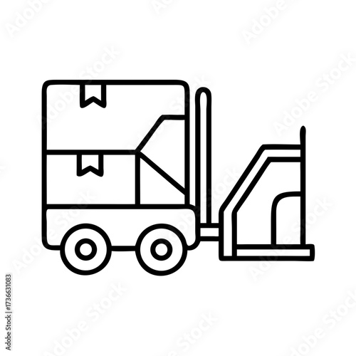 Outline forklift truck vector icon illustration for warehouse logistics and delivery services design concept