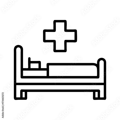 Hospital bed icon vector illustration for medical healthcare concept and emergency room design symbol