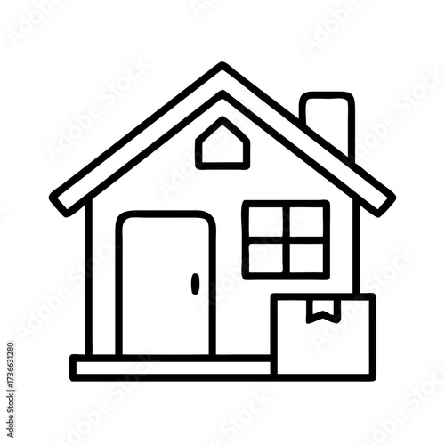 Moving house icon vector illustration relocation services real estate purchase new home delivery box outline design