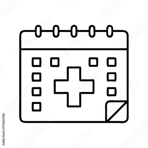 Medical appointment calendar icon for healthcare scheduling and doctor visit reminder and planning tool