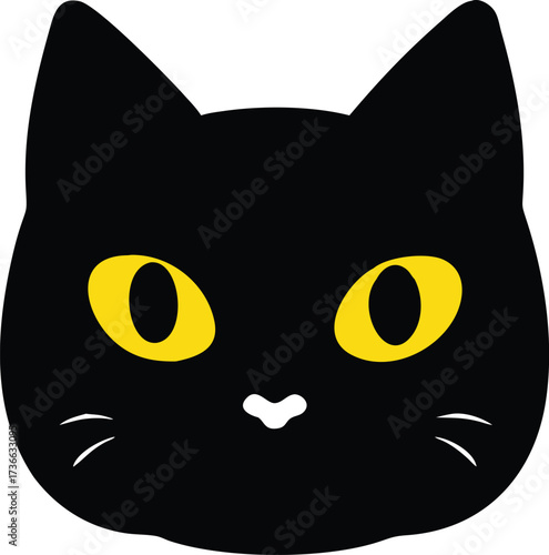 cat face with yellow eye balls silhouette