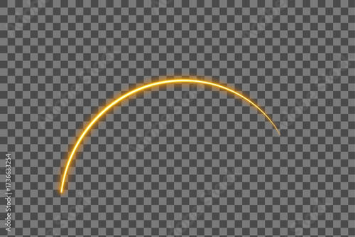 Glowing neon arc golden light swoosh curve effect