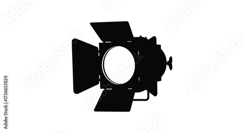 Professional studio spotlight with barn doors for film and photography lighting setups