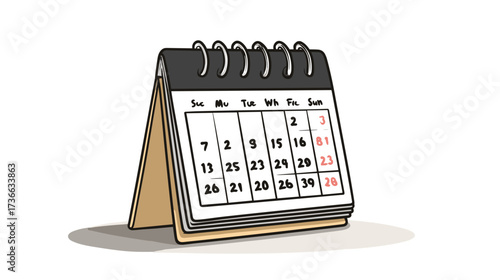 A stylized calendar displays dates, suggesting scheduling, deadlines, or important occasions. The minimalist cartoon style adds a touch of simplicity.