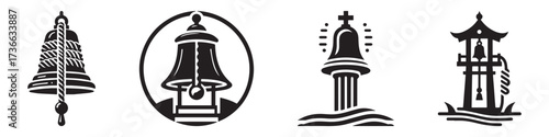 Modern Minimalist Bell Icon, Flat Silhouette of a Classic Alarm or Notification Symbol Vector for Simple Illustration Design