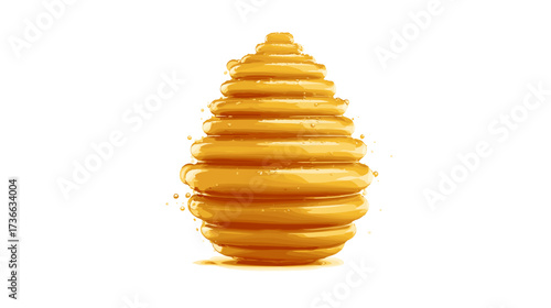 Golden honeycombs dripping sweet nectar, a testament to the industrious bees' work in a thriving apiary. Isolated over black background.