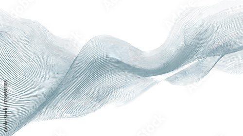Abstract representation of flowing water, rendered in a pixelated, textured style with shades of blue and white against a stark black background.