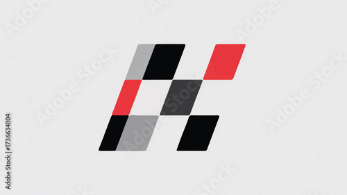 A minimalist geometric logo design featuring a stylized checkered pattern.