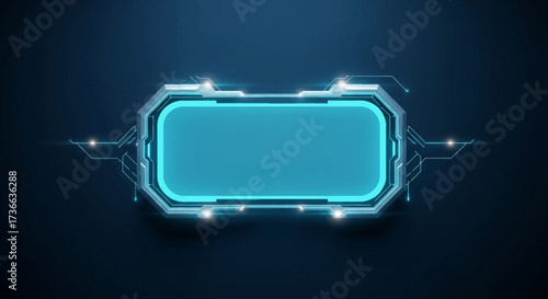 Futuristic Neon Glowing Interface Display Screen With Digital Circuits And Lights On A Dark Blue Background Abstract Technology Concept