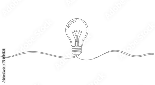 Creative Idea Conception Symbolizing Innovation and Inspiration Illustrated with a Single Continuous Line Drawing of a Lightbulb
