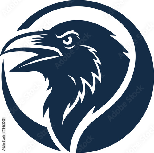Raven Head in a Circle Logo
