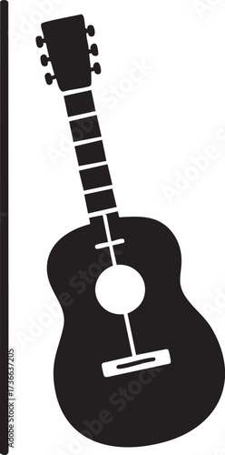 Hanging Acoustic Guitar Pose silhouette vector Illustration