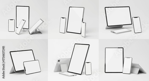 Modern Electronic Devices Displaying Blank Screens for Design and Advertising Purposes Offering Versatile Display Options