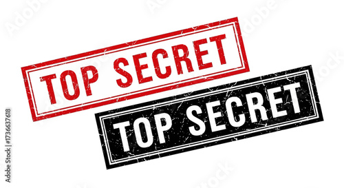 Two Rectangular Stamps One Red and One Black Both Bearing the Words Top Secret in Bold White Capital Letters
