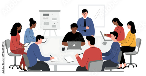 Adult Learners Business Course Vector. Minimalist Evening Education Design.