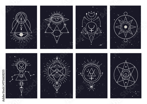 Alchemy Symbols Celestial Backgrounds Vector