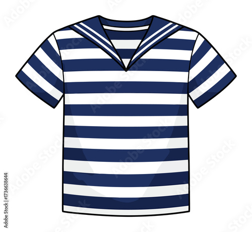 Navy and White Striped Sailor Shirt Vector