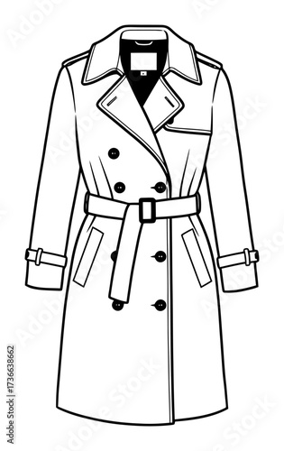 Trench Coat Vector Illustration, Minimalist Design