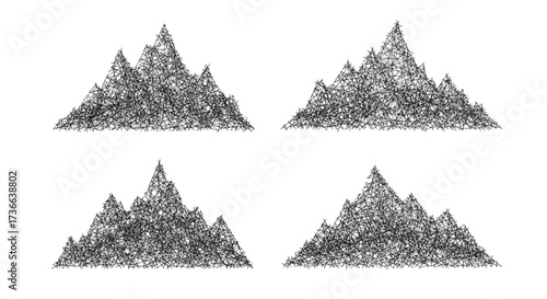 Abstract Mountain Ranges Represented by Textured Brush Strokes Suggesting a Rugged Natural Landscape Artistic Illustration