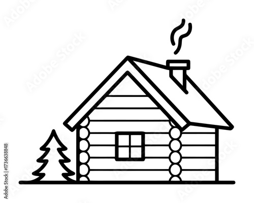 Cozy Winter Cabin Vector Illustration