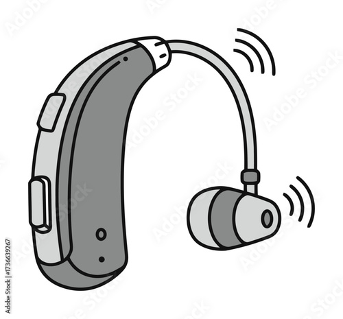 Minimalist Wireless Hearing Aid Technology Vector Icon
