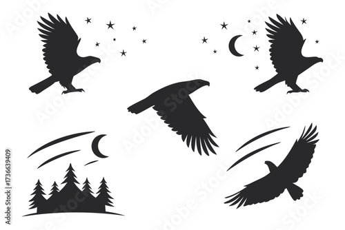 Minimalist aurora panorama icon set with four color options