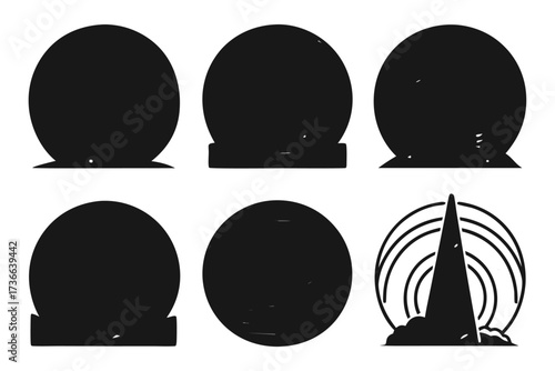 Minimalist aurora reflection icon set in black and yellow