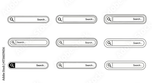 Collection of Minimalist Search Bar User Interface Elements for Digital Design Applications and Websites