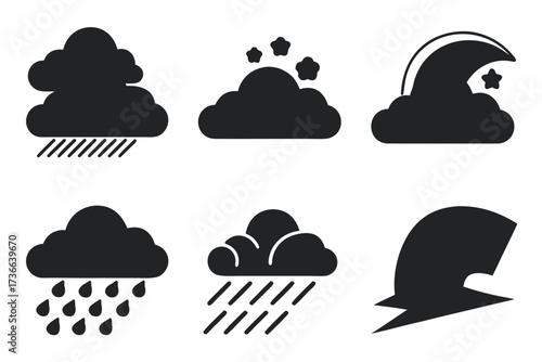 Minimalist cloud cascade icon set with four color options