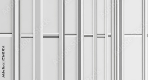 Modern architectural facade with repetitive vertical and horizontal elements creating a clean minimalist aesthetic and a strong sense of geometric order in a contemporary building design