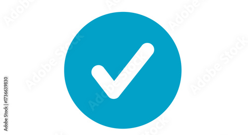A simple white checkmark inside a blue circle representing a positive confirmation or successful completion of a task or process