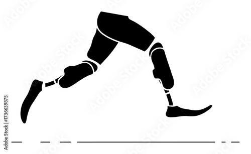 Prosthetic Leg Runner in Race - Minimalist Vector Design