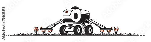 Precision Agriculture Robot Fertilizing Field - Vector