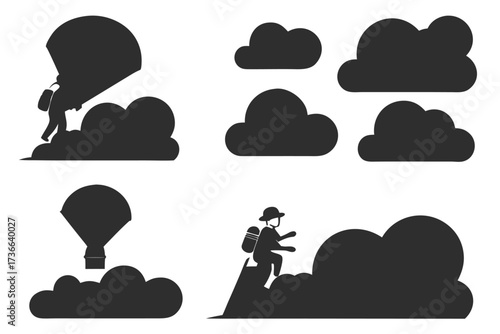 Cloud symphony minimalist icon set with six designs