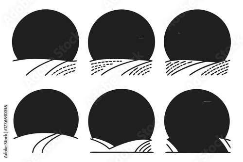 Minimalist cloud veil panorama icon set