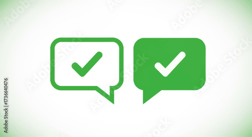 Digital Communication and Successful Message Confirmation Icons Representing Agreement and Verification Processes
