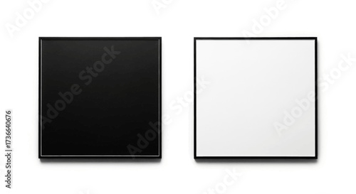 Two Square Frames One Black and One White Side by Side on a White Background