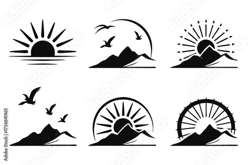 Minimalist sunrise gradient icon set