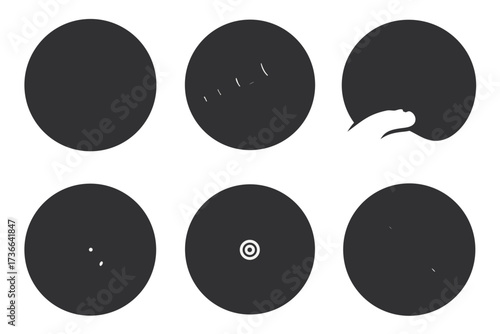 Minimalist moonlit sky icons set in black and yellow