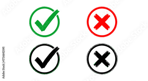 Simple Icons Representing Correct and Incorrect Choices With Different Colors And Styles Clearly Illustrated On A White Background