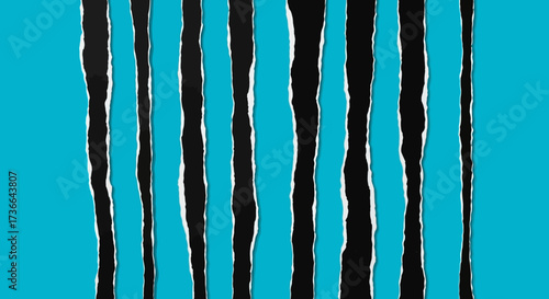Abstract Vertical Stripes Design with Contrasting Blue and Black Hues and Tattered Edges Evoking a Sense of Texture and Movement in Modern Art