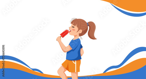 Child Joyfully Enjoying A Refreshing Ice Pop On A Warm Summer Day