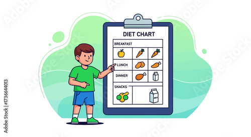 Child Presenting Diet Plan Demonstrates Healthy Eating Habits For Personal Wellness and Nutrition